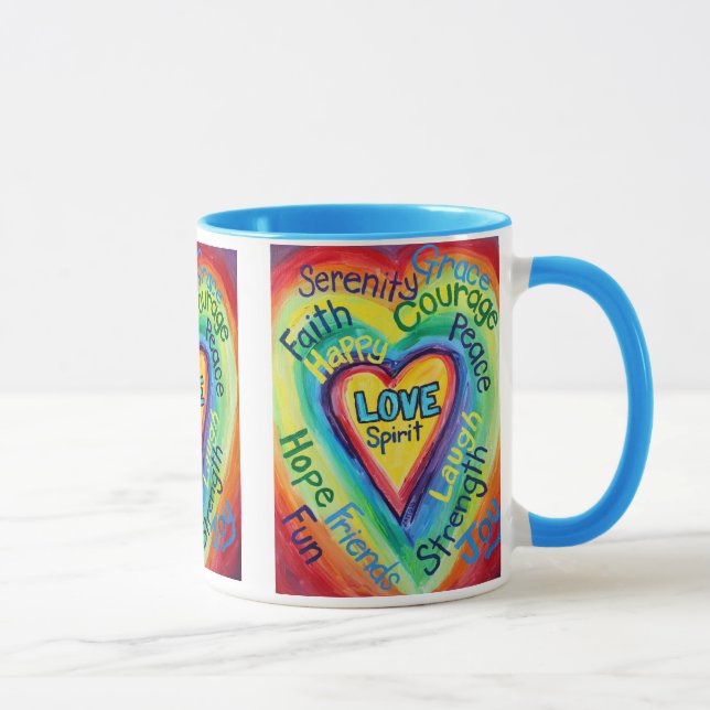 Rainbow Heart Spirit Words Mug (Right)