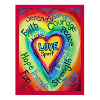 Rainbow Heart Spirit Words Postcard