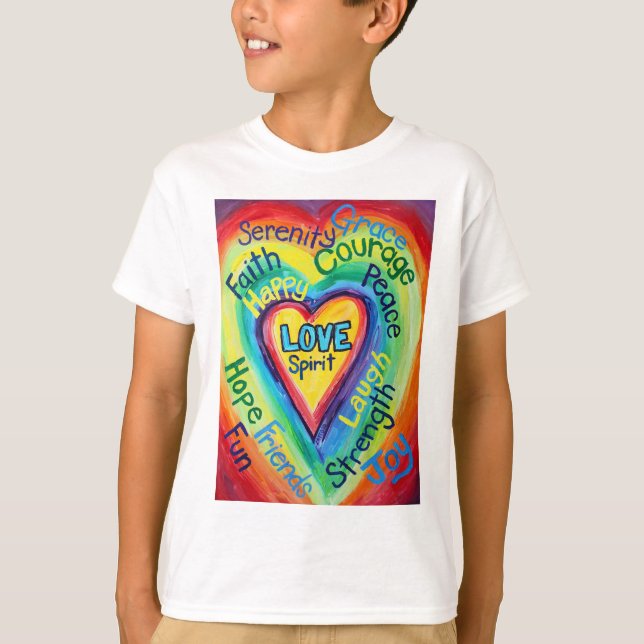 Rainbow Heart Spirit Words Shirt (Double Image) (Front)