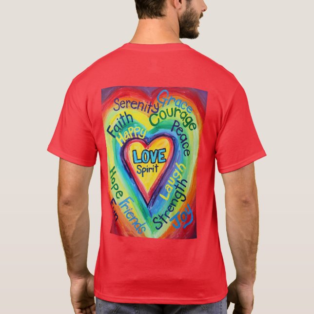 Rainbow Heart Spirit Words T-shirt (Back)