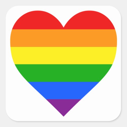 RAINBOW HEART SQUARE STICKER