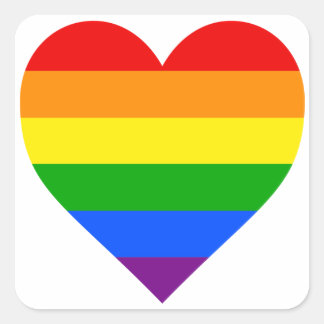 "RAINBOW HEART" SQUARE STICKER
