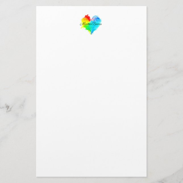Rainbow Heart Stationary Paper (Front)