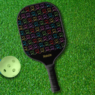 Rainbow Heart Stethoscope Monogram Pickleball Paddle