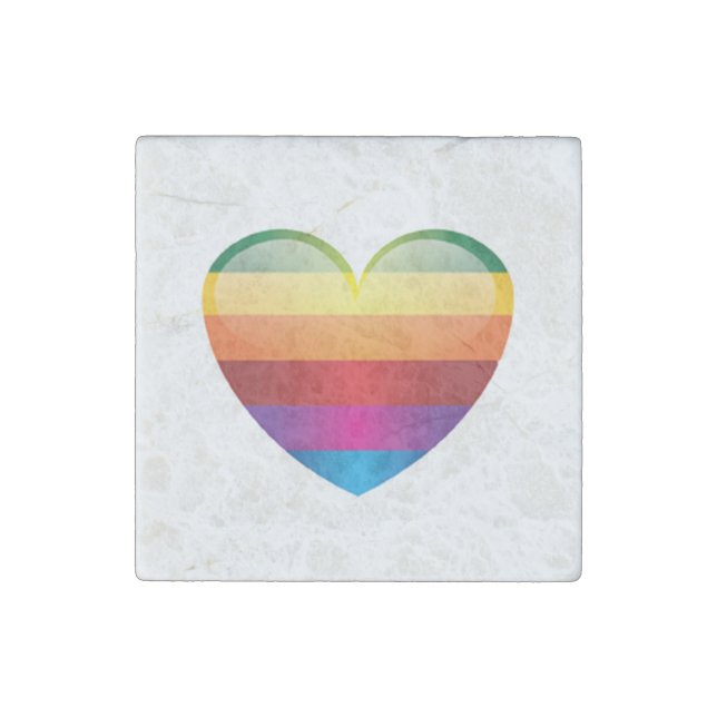 Rainbow Heart Stone Magnet (Front)