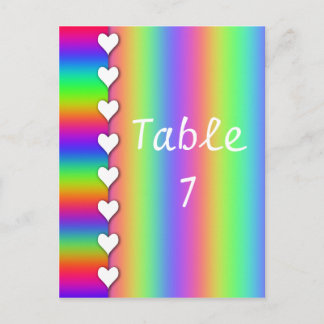 Rainbow Heart Striped Wedding Table Numbers