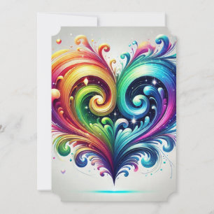 Rainbow Heart Swirling Bright Colors Invitation