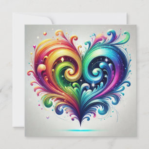 Rainbow Heart Swirling Bright Colors Invitation