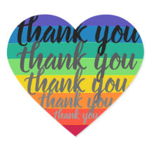 Rainbow heart THANK YOU Sticker