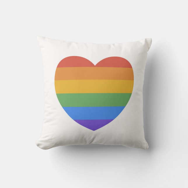 Rainbow Heart Throw Pillow (Front)