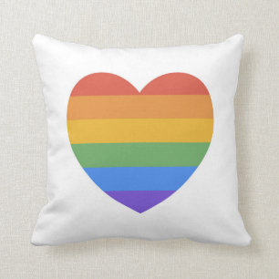 Rainbow Heart Throw Pillow