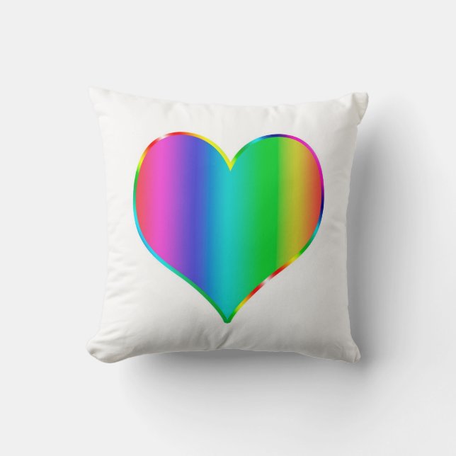 Rainbow heart throw pillow (Front)