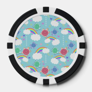 Rainbow Heart Turtle Pattern Poker Chips by saradaboru at Zazzle