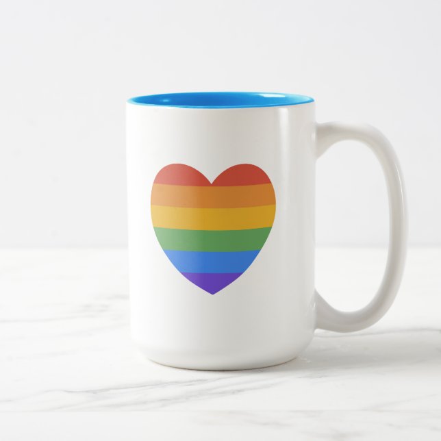 Rainbow Heart Two-Tone Coffee Mug (Right)