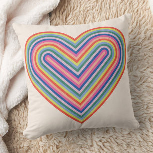 Rainbow Heart Valentine's Day Pillow - Magenta