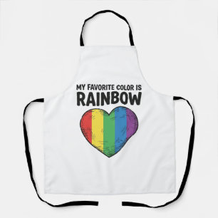 Rainbow Heart Vintage Engraving Favorite Color Shi Apron