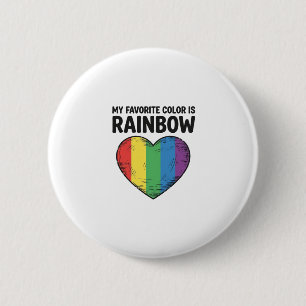 Rainbow Heart Vintage Engraving Favorite Color Shi Button