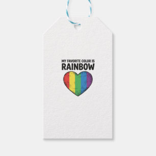 Rainbow Heart Vintage Engraving Favorite Color Shi Gift Tags