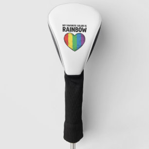 Rainbow Heart Vintage Engraving Favorite Color Shi Golf Head Cover