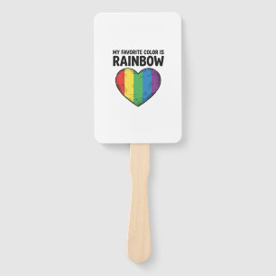 Rainbow Heart Vintage Engraving Favorite Color Shi Hand Fan