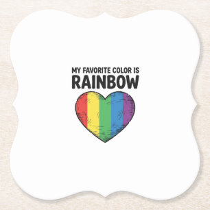 Rainbow Heart Vintage Engraving Favorite Color Shi Paper Coaster