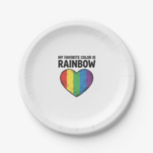 Rainbow Heart Vintage Engraving Favorite Color Shi Paper Plates