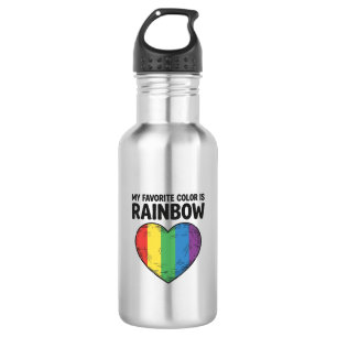 Rainbow Heart Vintage Engraving Favorite Color Shi Stainless Steel Water Bottle