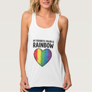 Rainbow Heart Vintage Engraving Favorite Color Shi Tank Top