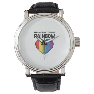 Rainbow Heart Vintage Engraving Favorite Color Shi Watch
