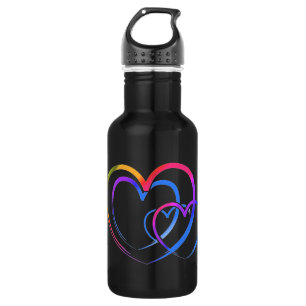 Rainbow heart water bottle