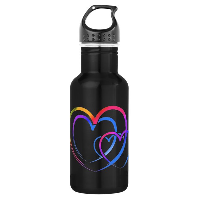 Rainbow heart water bottle (Front)