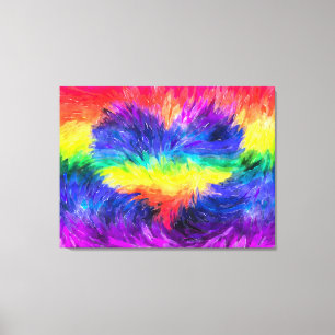 'Rainbow Heart' Watercolour Effect Abstract Art Canvas Print