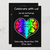 Rainbow heart wedding invitation (Front/Back)