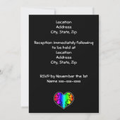 Rainbow heart wedding invitation (Back)