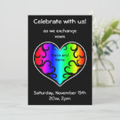 Rainbow heart wedding invitation (Standing Front)