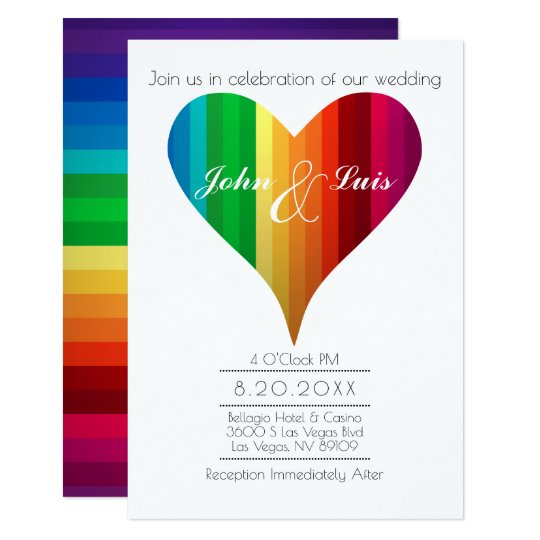 Rainbow Heart Wedding Invitation 4568