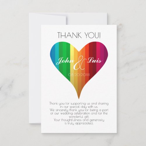 Rainbow Heart Wedding Thank You