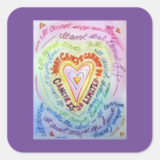 Rainbow Heart What Cancer Cannot Do Poem Stickers
