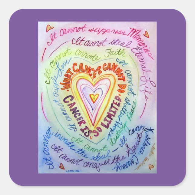 Rainbow Heart What Cancer Cannot Do Poem Stickers (Front)