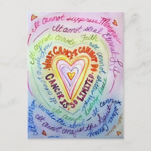 Rainbow Heart What Cancer Cannot Do Postcards