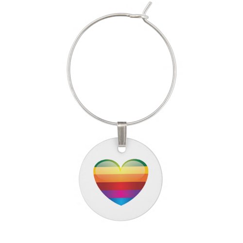 Rainbow Heart Wine Charm