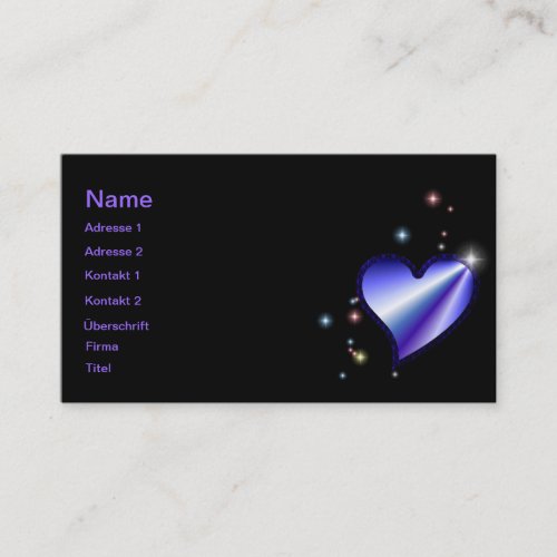 Rainbow heart with asterisks on black business card