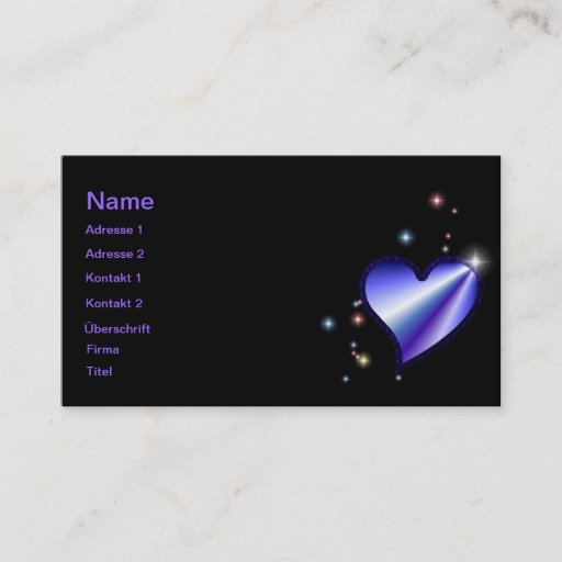 Customizable Rainbow heart with asterisks on black business card