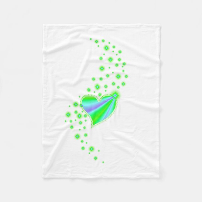 Rainbow Heart with Stars Fleece Blanket (Front)