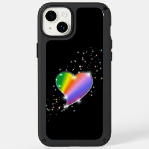 Rainbow Heart with Stars on black Speck iPhone 14 Plus Case