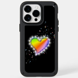 Rainbow Heart with Stars on black Speck iPhone 14 Pro Max Case