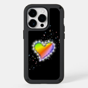 Rainbow Heart with Stars on black Speck iPhone 14 Pro Case