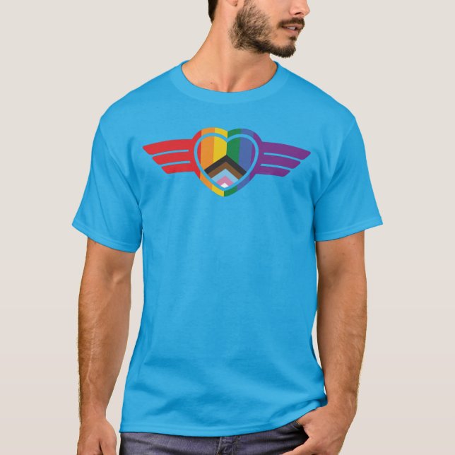 Rainbow Heart with wings T-Shirt (Front)