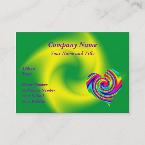Heart Shaped Rainbow Twirl Business Card Templates