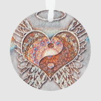 Rainbow Heart Yin Yang Ornament
